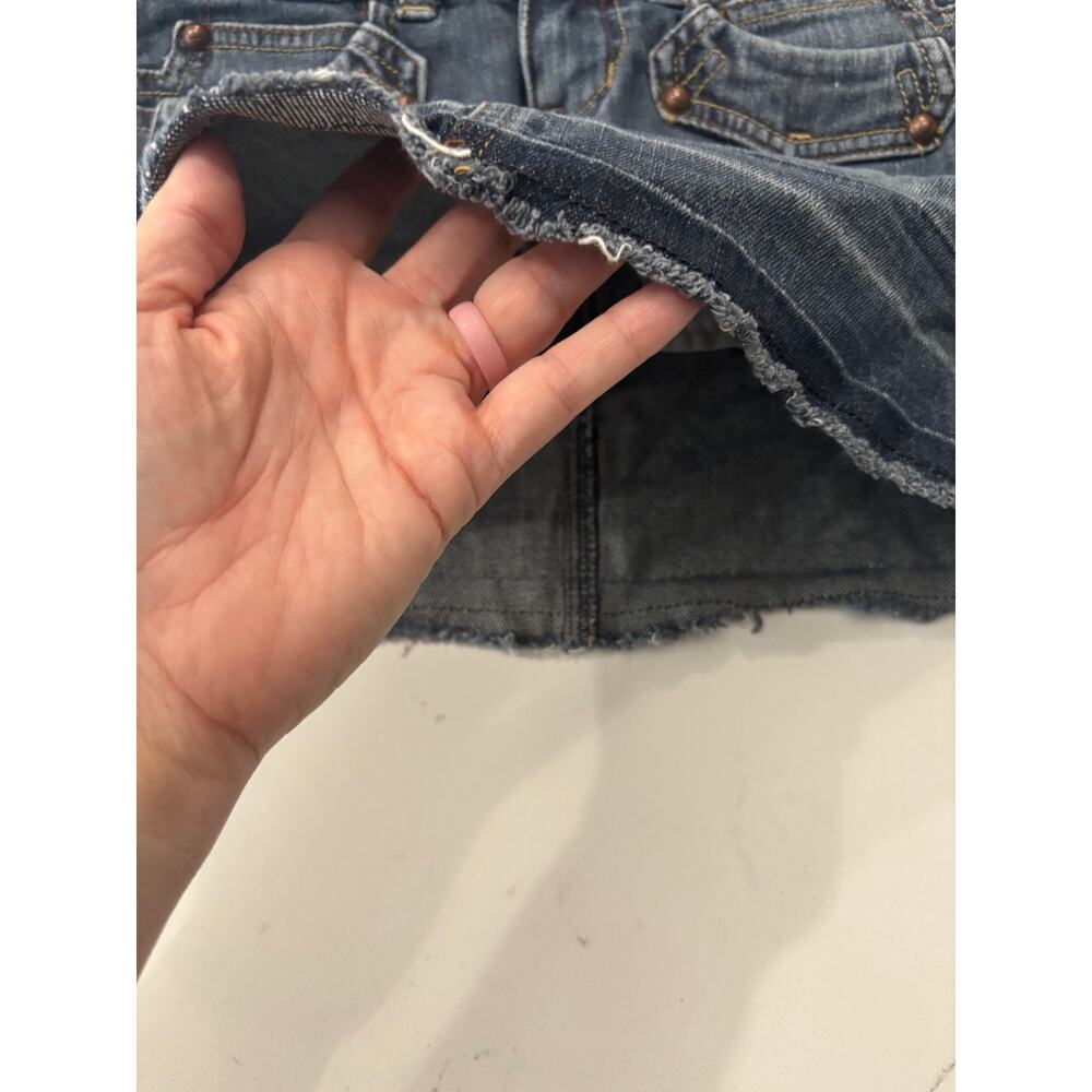 Candies Y2K micro mini denim skirt sz 0 blue pocket embellished retro unique - Picture 4 of 9
